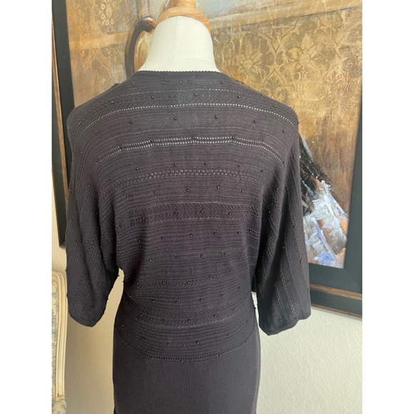 Women's Andre Oliver Cardigan Sweater M Brown w/Beading - Picture 5 of 7